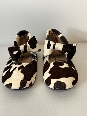 Monkey Feet Cow Print Leather Bow Moccasins Baby Shoes 18-24M Western Boho